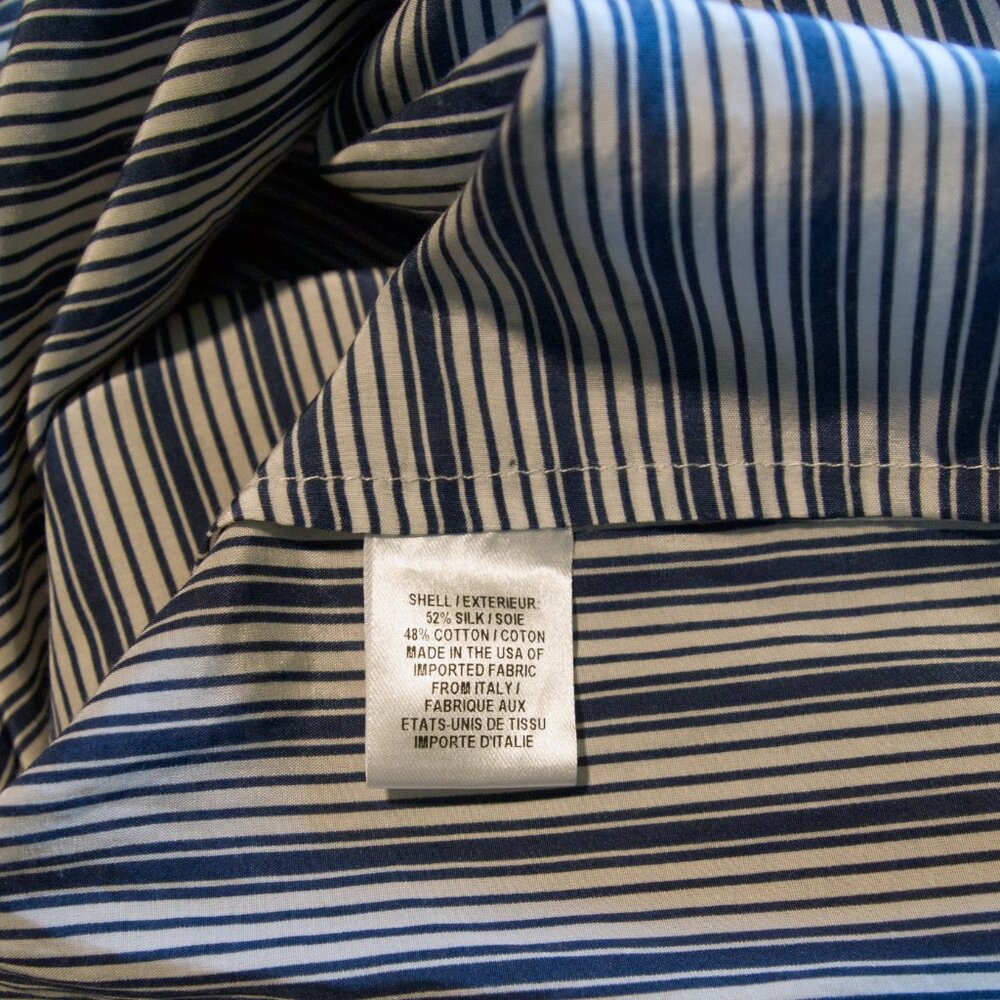 Striped Wrap Dress Navy and White with Open Back Size 4 Silk Blend Brooklyn - Picture 9 of 12